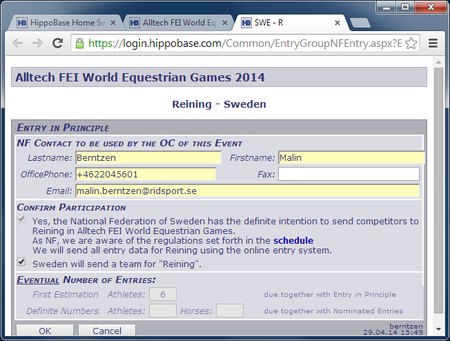 Enter NF's contact for a discipline
