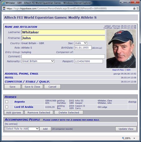athlete details page